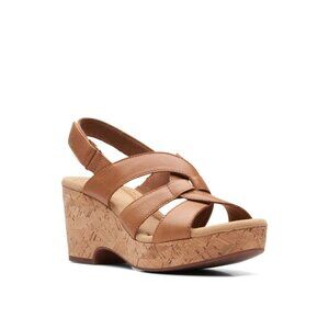 Clarks Womens Collection Giselle Beach Slingback Wedge Sandals Tan Size 7.5M NIB